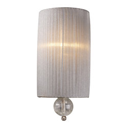 Alexis Blown Crackled Glass Wall Sconce with Silver Shade - Wall Sconces