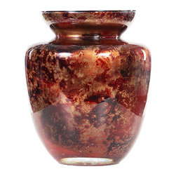 Petite Eglomise Murano Glass Vase, Italy 1960s, Signed - Vases