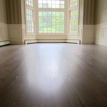 NISSEQUOGUE:  CUSTOM GREY STAIN ON RED OAK - BONA TRAFFIC HD POLY
