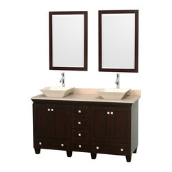 Wyndham Collection Acclaim 60" Vanity Ivory Marble Top,Bone Sinks - Bathroom Vanities And Sink Consoles