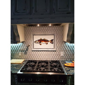 Rosso Jumping Mullet Fish Mosaic For Kitchen Backsplash | Mozaico