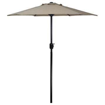 6.5ft Outdoor Patio Market Umbrella with Hand Crank, Taupe