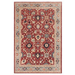 Bareens Designer Rugs - Oriental Ziegler Verna Red Blue Hand-Knotted Wool Rug - 10'2'' x 14'9'' - Enhance the ambiance of your home with this magnificent Persian-influenced Turkish hand-knotted rug made by skilled artisans capable of creating the most exceptional vegetable dyes and hand-spun wool. This exquisite handmade rug is a one-of-a-kind Peshawar Kafkaz, otherwise identified as Chobi, Chobi Peshawar, Oushak, or Ziegler rug. These handmade rugs are crafted in Pakistan utilizing superior-quality wool imported from Australia, New Zealand, and Korea in two types of weaves: the Persian weave and the Mori weave. This rug is meticulously crafted by hand using the finest natural vegetable dyes extracted from local plants. The artisans use a blend of hand-spun local and fine merino wool, resulting in a rug with a compelling texture, higher lanolin content, and longer staple. The artisans occasionally incorporate natural or artificial silk into the pile to enhance specific motifs. The finished product is an awe-inspiring execution of flawless design and an understated palette that exudes elegance.