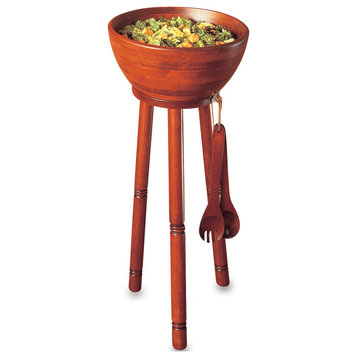 3-Piece Wood Salad Bowl Set With Stand
