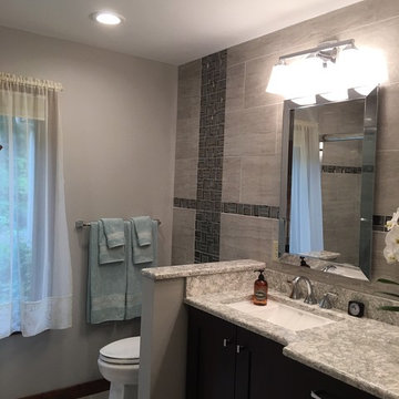 Transitional Bathroom Remodel with Accent Tiling