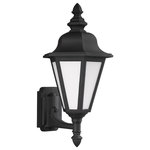 Sea Gull - Sea Gull Brentwood Medium 1-Light Outdoor Wall Lantern 89824-12, Black - The traditional design accents and pleasant proportions of the Brentwood outdoor lighting collection from Sea Gull Lighting make it a versatile selection for any home. Offered in either a Black Powdercoat or White Powdercoat finish, and either Clear or White Glass.