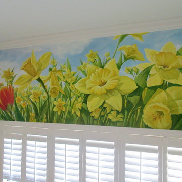 Daffodil mural on wall