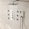 Thermostatic Shower System 12" Rain Shower Head with Rough-in Valve & Body Jets, Brushed Nickel