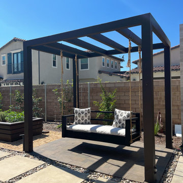 custom pergola and bed swing