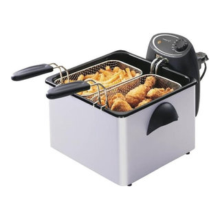WeChef 5000W Electric Deep Fryer Stainless Steel Black Deep Fryer with Basket & Lid Capacity 24L Dual Tank Commercial Countertop