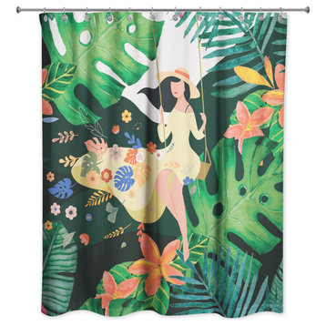 Jungle Swing Girl 71x74 Shower Curtain
