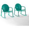 Griffith 2-Piece Outdoor Rocking Chair Set, Turquoise Gloss