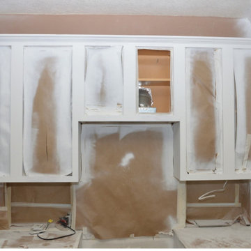Cabinets masked for spraying