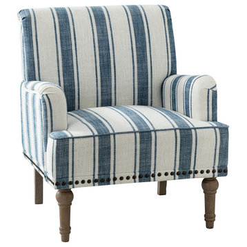 Comfy Living Room Armchair With Stripe Design, Navy