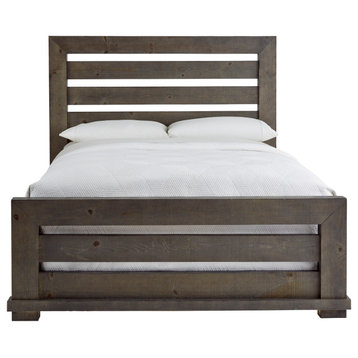 Willow Complete Bed, Distressed Dark Gray, Queen, Slat Bed