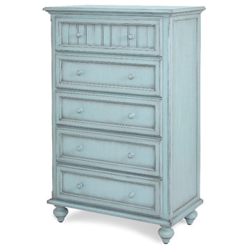 Sea Wind Florida Monaco Coastal Wood Chest with 5 Drawers in Blue