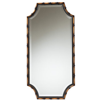 Baxton Studio Lieven Two-Tone Light Brown and Black Metal Accent Wall Mirror