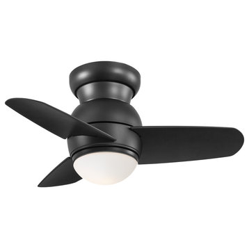 Minka Aire Spacesaver 26" LED Flush Mount Ceiling Fan with Wall Control, Coal
