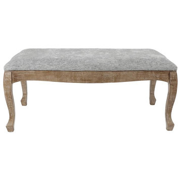 LuxenHome Upholstered Gray Linen Entryway and Bedroom Bench