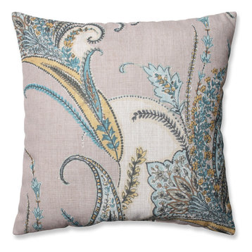 Wozukia Paisley Flowers Throw Pillow Cover with Peacock Feathers Beautiful Peafowl Decor Retro Green Square Pillow Case Cushion Cover for Home Car Decorative Cotton Linen Pillowcases 18x18 Inch