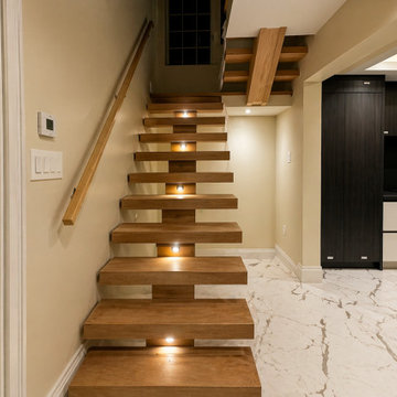 Modern Floating Staircase with LED Lighting