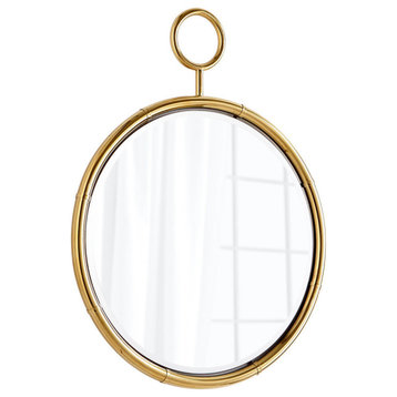 Cyan Circular Mirror, Brass