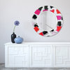 "Candy" Round Beveled Wall Mirror on Floating Printed Tempered Art Glass