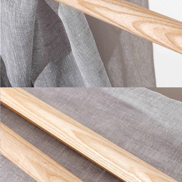 QYT03 1-1/8" Ash Wood Ball Bracket Single Double Curtain Rod Sets