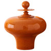 Luxe Oversize MidCentury Modern Ginger Jar  Fat Orange Rust Finial Decorative
