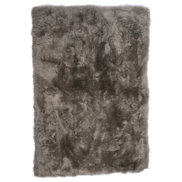 Longwool Sheepskin Straight Edge Rug, Vole, 8'x11.5'