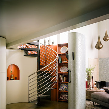 Midcentury Moroccan Loft Spiral Stairs | Kimball Starr Interior Design
