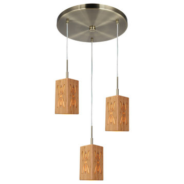 Woodbridge Lighting Light House 3Lt Bamboo Cluster Pendant in Serymmetry/Brass
