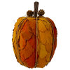 9.75" Orange and Brown Fall Harvest Tabletop Pumpkin