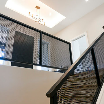 Oak Hand Rail + Perforated Steel Railing