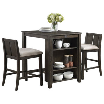 Lexicon Daye 3 Piece Wood Counter Height Dining Set in Dark Cherry