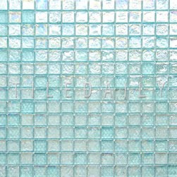 Aqua Iridescent Square Glass Mosaic [Pack of 11] - Wall And Floor Tile