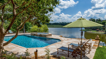 South Charlotte Travertine Pool Surround and Retaining Walls