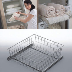 Wardrobe MD Pull out Wire Basket in White - Wardrobe Storage Solutions