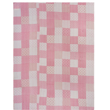 Soft Pink Kantha Coverlet, Full 7'7"x7'2"