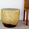 Haussmann Wood Oval Drum End Table 20"x18" Livos Antique Oak Oil