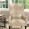 Orilla Shelter High Back Wing Chair, Orange Multi Floral