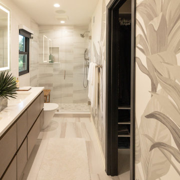 Contemporary Primary and Hall Bath Remodels with Hotel-Inspired Design