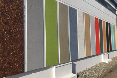 Mustertafeln der Outdoor-Ausstellung von Hofele Stuckateur und Maler