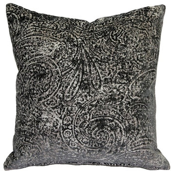 Pillow Decor, Visconti Gray Chenille Throw Pillow 17x17