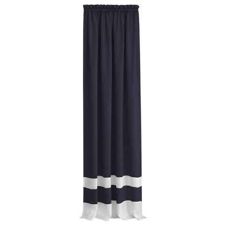 Darcy Rod Pocket Window Curtain Panel, 52"x84", Navy/White