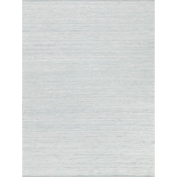 Tocayo Handmade Flatweave New Zealand Wool Ivory/Light Blue Area Rug, 9'x12'