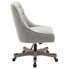 Tindal Office Chair-White Boucle Rustic Wood Base, Salt & Pepper