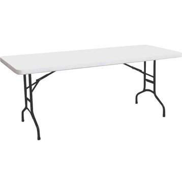 Homebasix Banquet Table With Folding Leg 6', White