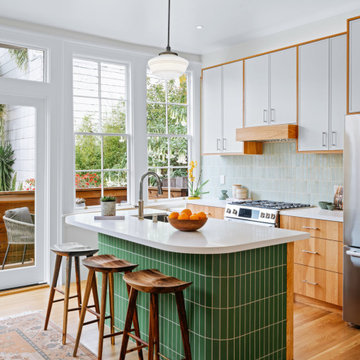San Francisco Victorian Kitchen Remodel with Hickory & White Cabinetry