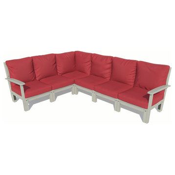 Bespoke 6-Piece Sectional Sofa Set, Firecracker Red/Coastal Teak